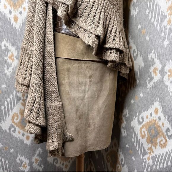 Ralph Lauren Olive Linen Alpaca Knit Ruffle Tiered Wrap - Picture 16 of 16